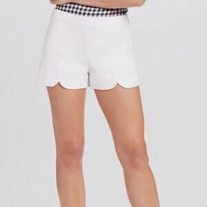 NEW Draper James Scallop Hem Shorts Magnolia White High Rise Women's 8